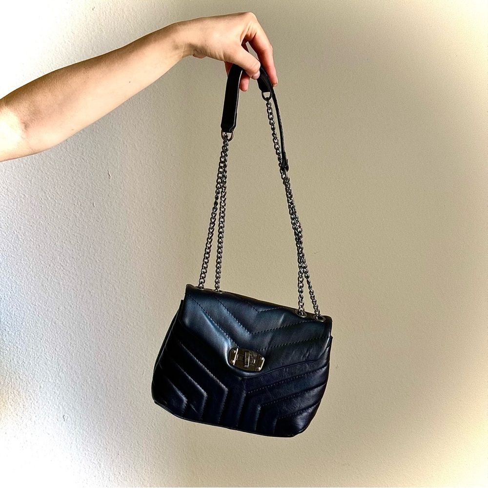 black bag, leather